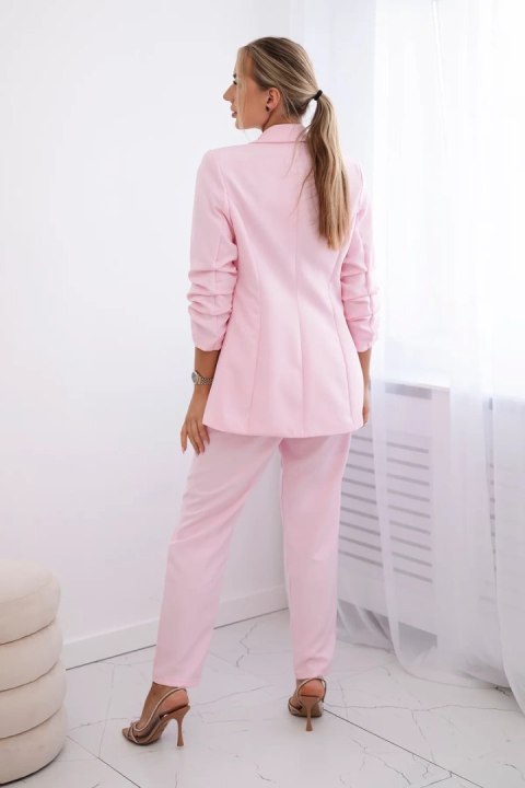 Komplet garniturowy marynarka i spodnie cukierkowy róż