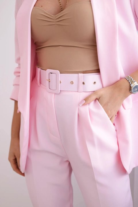 Komplet garniturowy marynarka i spodnie cukierkowy róż