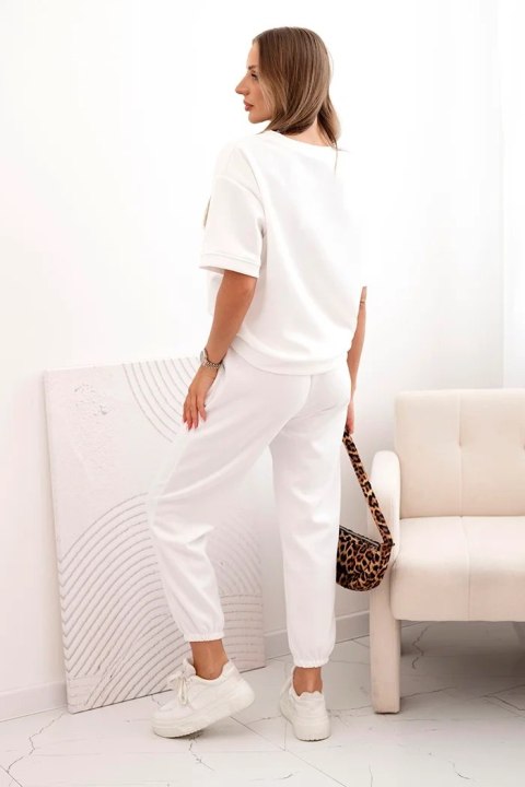 Komplet z wiskozy masełko bluzka i spodnie ecru