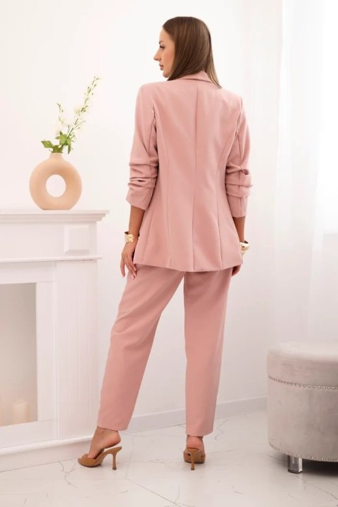Komplet garnitur marynarka i spodnie pudrowy róż