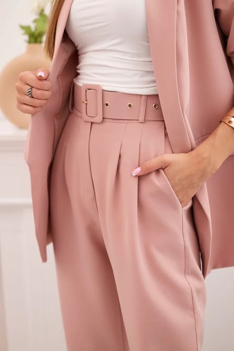 Komplet garnitur marynarka i spodnie pudrowy róż