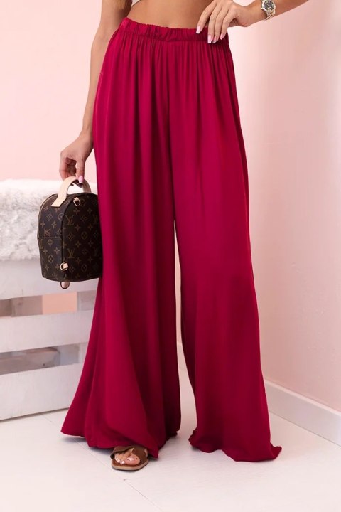 Spodnie szerokie wiskozowe ciemno bordowe