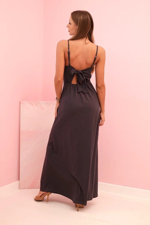 Sukienka na ramiączkach z rozszerzanym dołem grafitowa