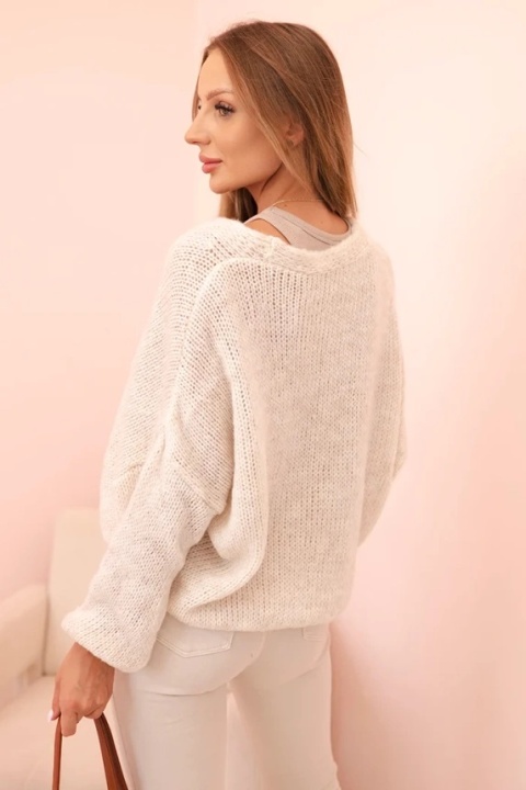 Sweter z dekoltem V i guzikami beżowy Sweter z dekoltem V i guzikami beżowy