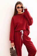Komplet masełkowy z luźną bluzą i spodniami z napisem LOVE bordowy