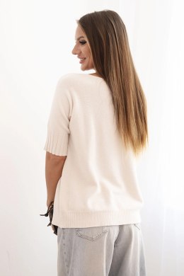 Sweter z wiskozy z krótkim rękawem beżowy