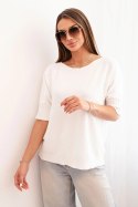 Sweter z wiskozy z krótkim rękawem ecru