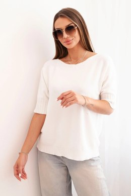 Sweter z wiskozy z krótkim rękawem ecru