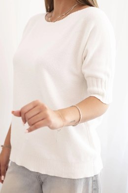 Sweter z wiskozy z krótkim rękawem ecru