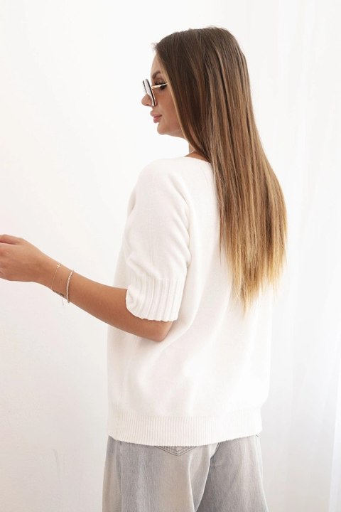 Sweter z wiskozy z krótkim rękawem ecru