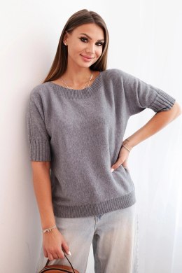 Sweter z wiskozy z krótkim rękawem szary