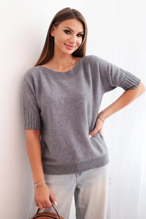 Sweter z wiskozy z krótkim rękawem szary