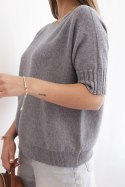 Sweter z wiskozy z krótkim rękawem szary