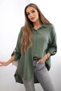 Koszula bawełniana muślinowa Plus Size khaki uniwersalny