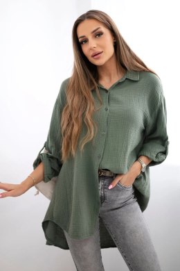 Koszula bawełniana muślinowa Plus Size khaki uniwersalny