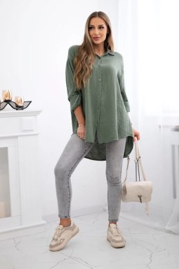 Koszula bawełniana muślinowa Plus Size khaki uniwersalny