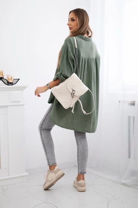 Koszula bawełniana muślinowa Plus Size khaki uniwersalny