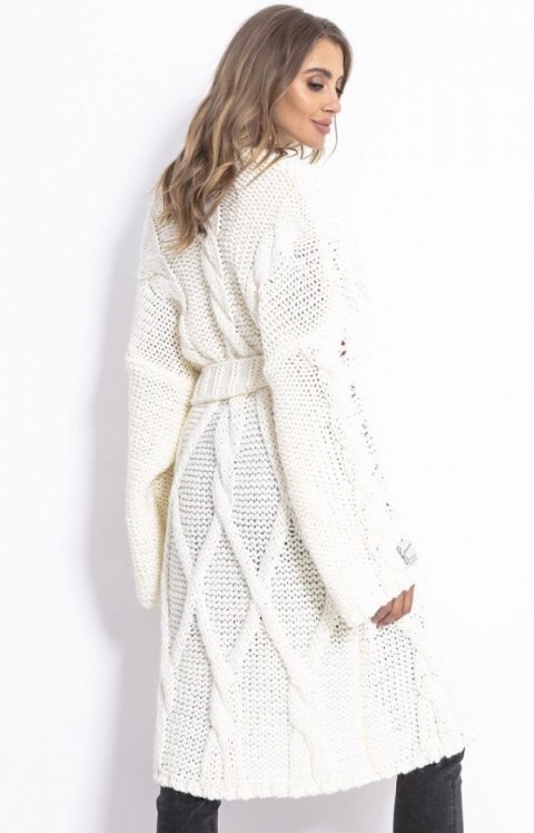 Sweter aranowy splot z paskiem