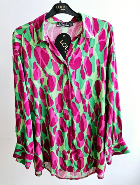 Koszula wzorzysta zielono - różowa Lola 36