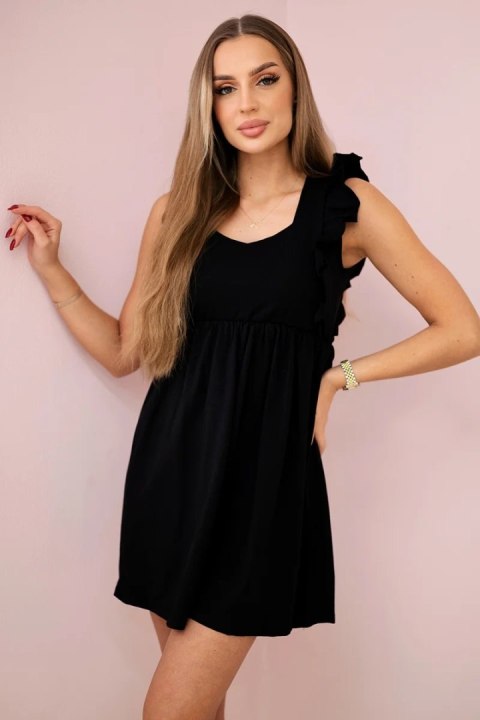 Sukienka z falbankami na ramiączkach czarna
