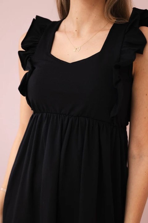 Sukienka z falbankami na ramiączkach czarna
