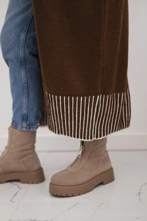 Kardigan długi z kieszeniami brązowy