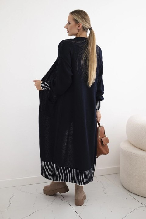 Kardigan długi z kieszeniami granatowy