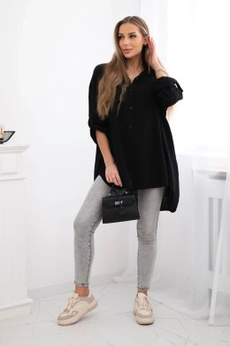 Koszula bawełniana muślinowa Plus Size czarna uniwersalny