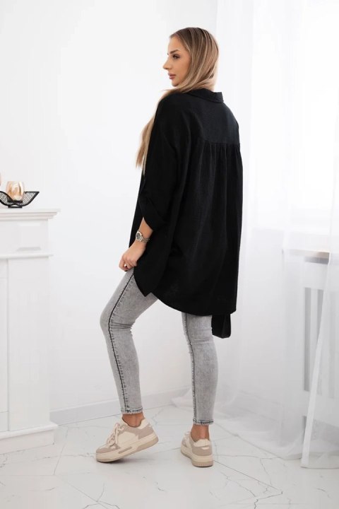 Koszula bawełniana muślinowa Plus Size czarna uniwersalny