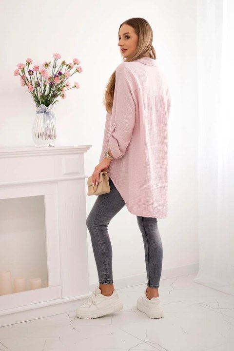 Koszula bawełniana muślinowa ciemny pudrowy róż