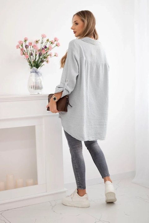 Koszula bawełniana muślinowa Plus Size szary uniwersalny