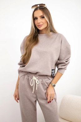 Komplet masełko wiskoza bluza i spodnie beżowy melanż