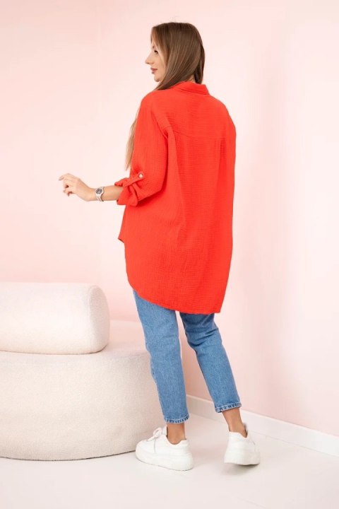 Koszula bawełniana muślinowa oversize czerwona